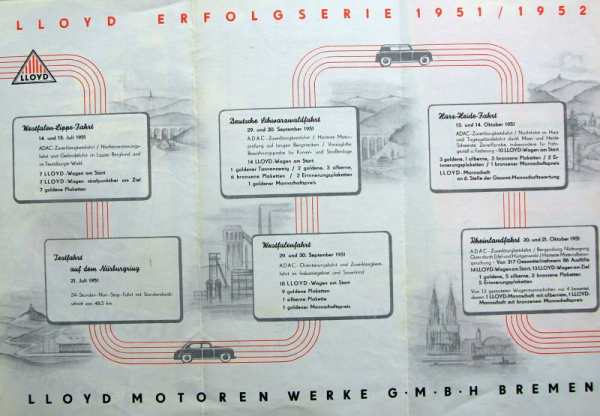 Lloyd Modelprogram 1952 "Erfolge" Carbrochure (10012)